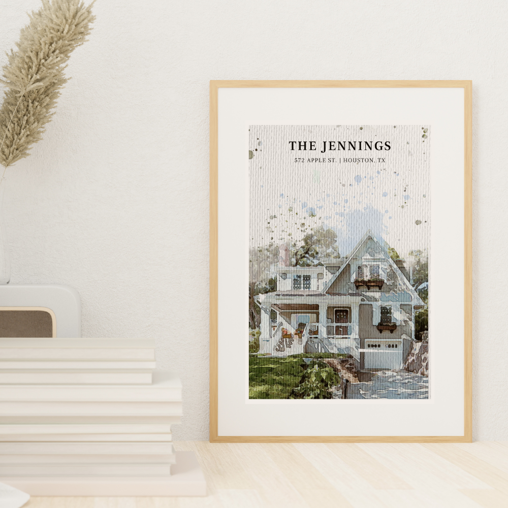 Custom Watercolor Home Portrait