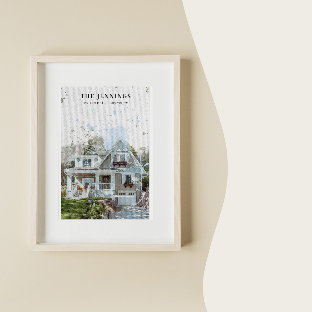 Custom Watercolor Home Portrait
