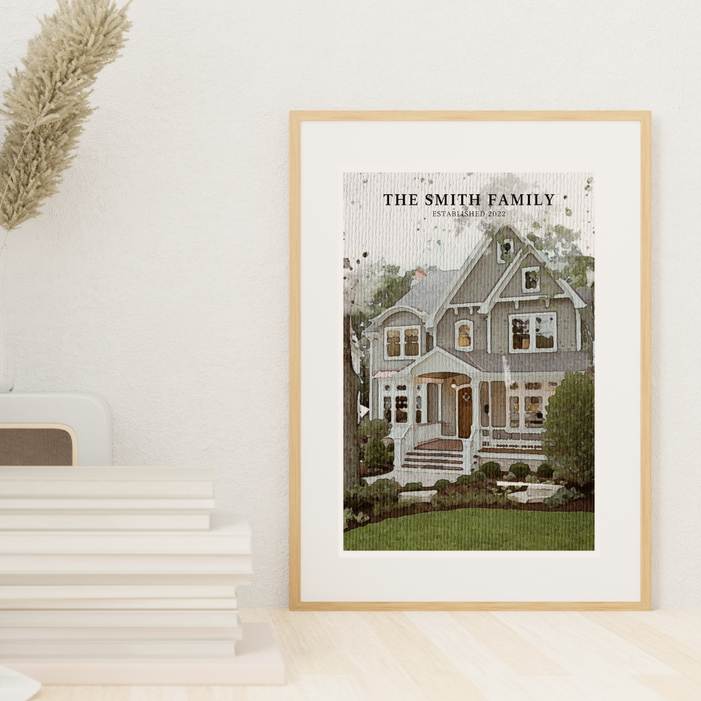 Custom Watercolor Home Portrait