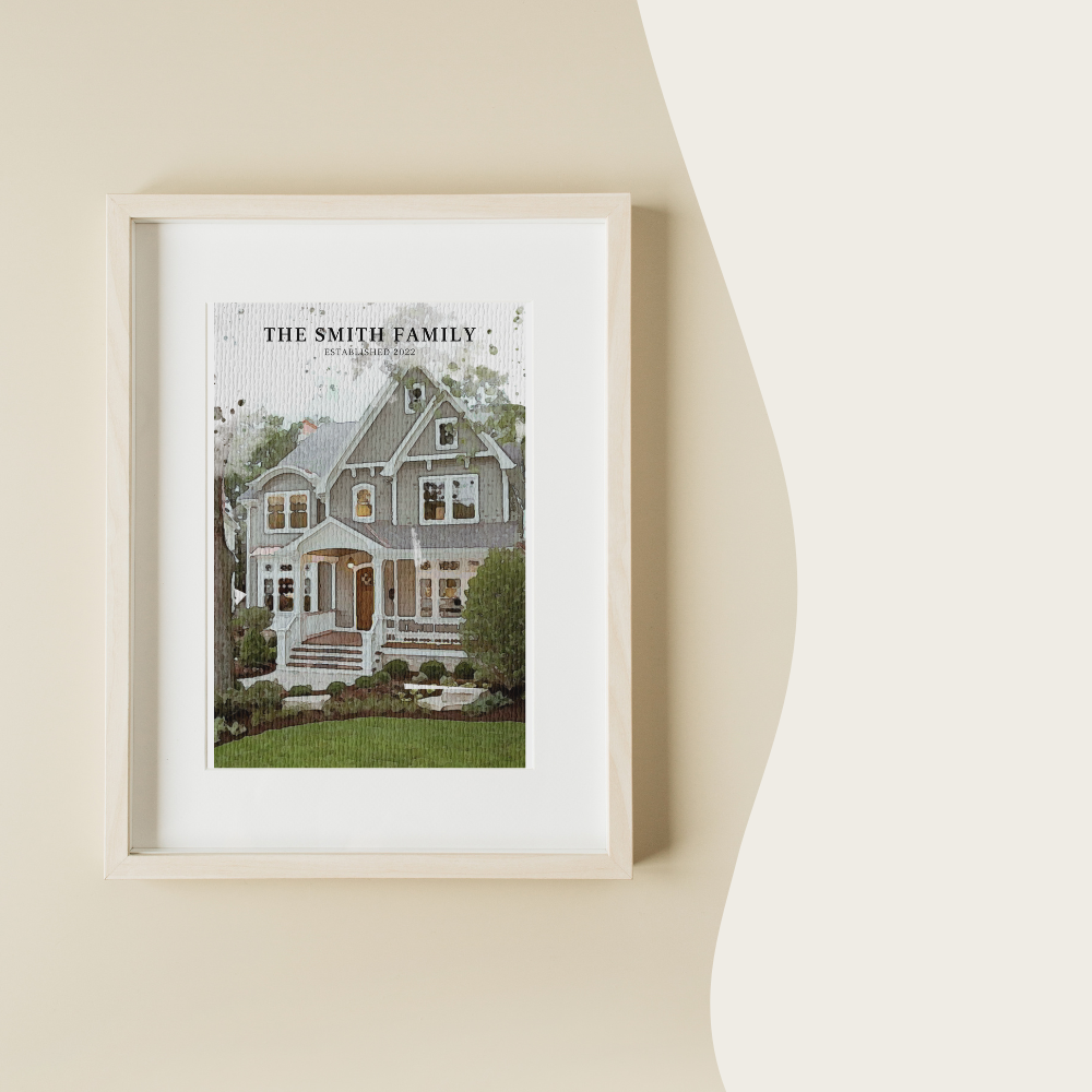 Custom Watercolor Home Portrait