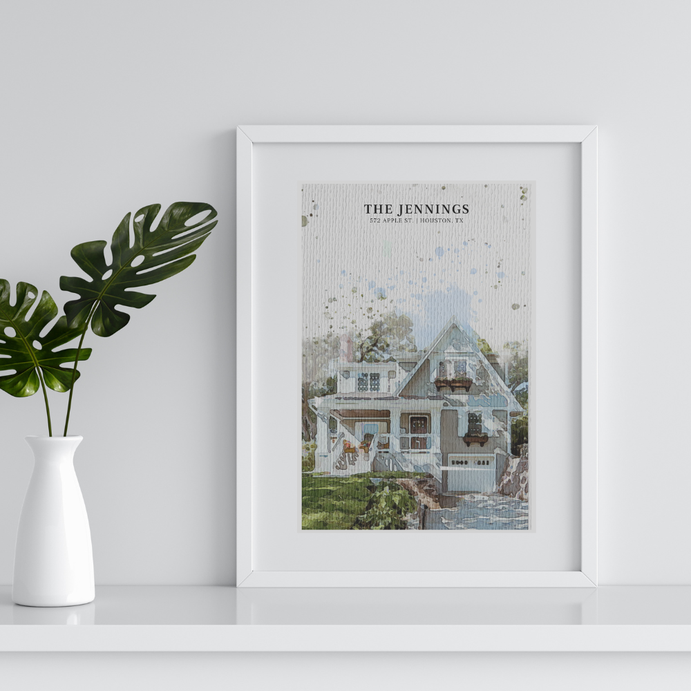 Custom Watercolor Home Portrait