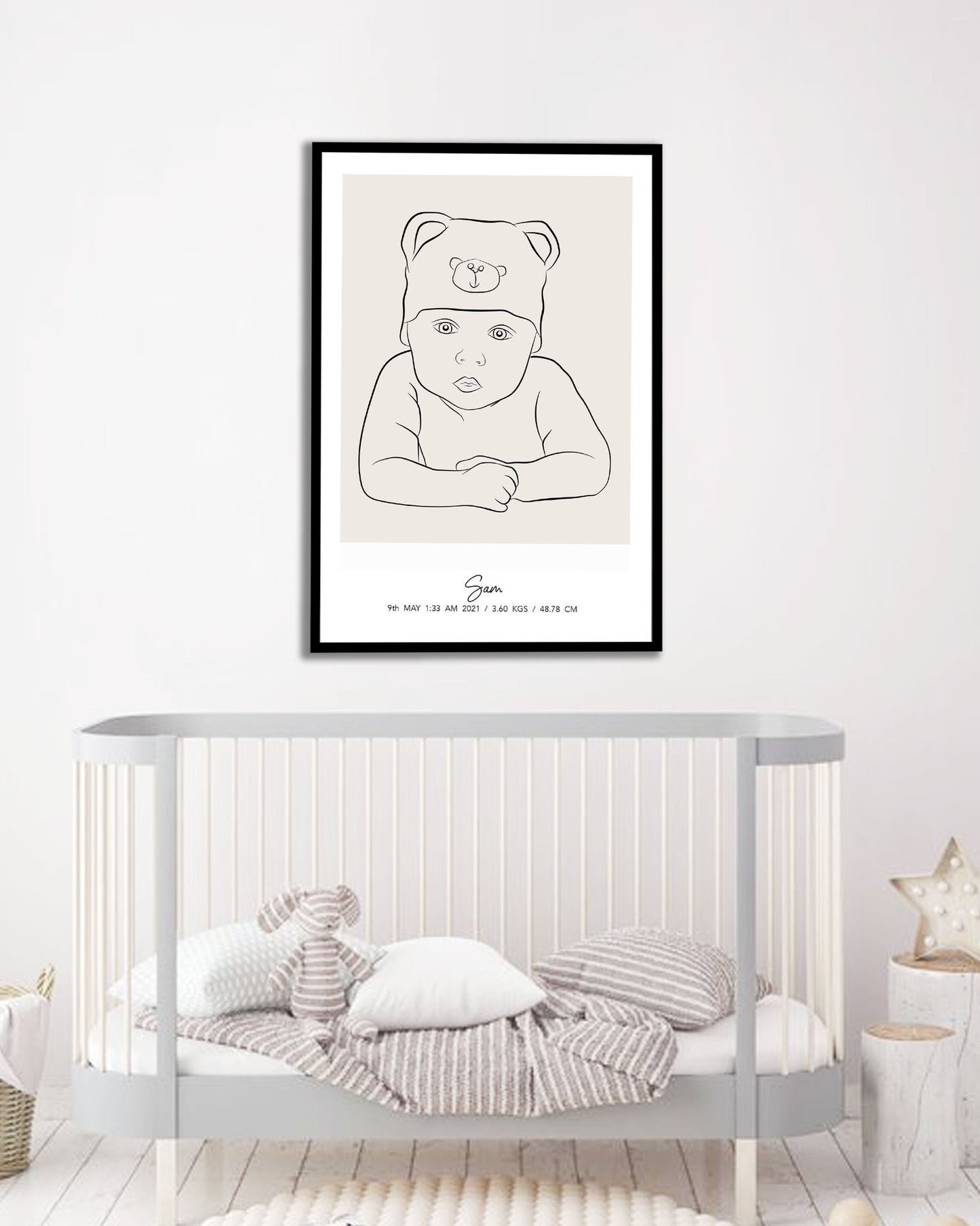 Personalized Line Art Portrait for Babies