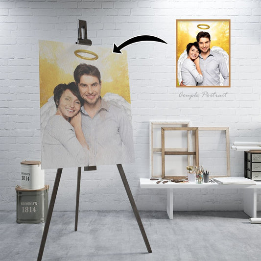 Loss of Partner Portrait with Angel Wings and Halo