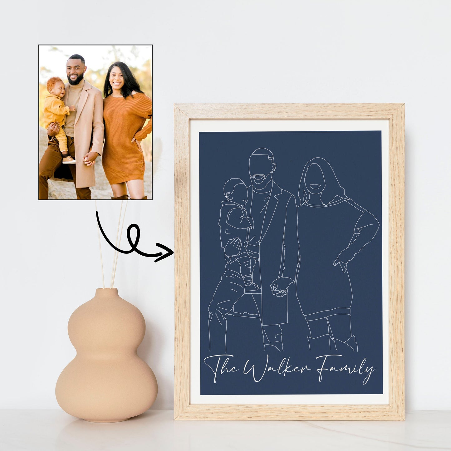 Family Line Art Portrait