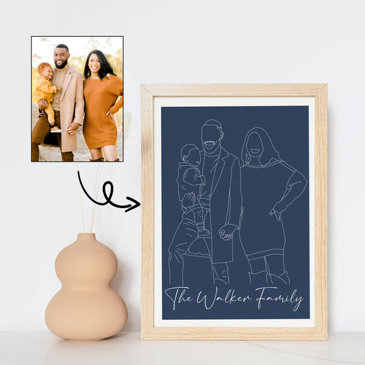 Family Line Art Portrait