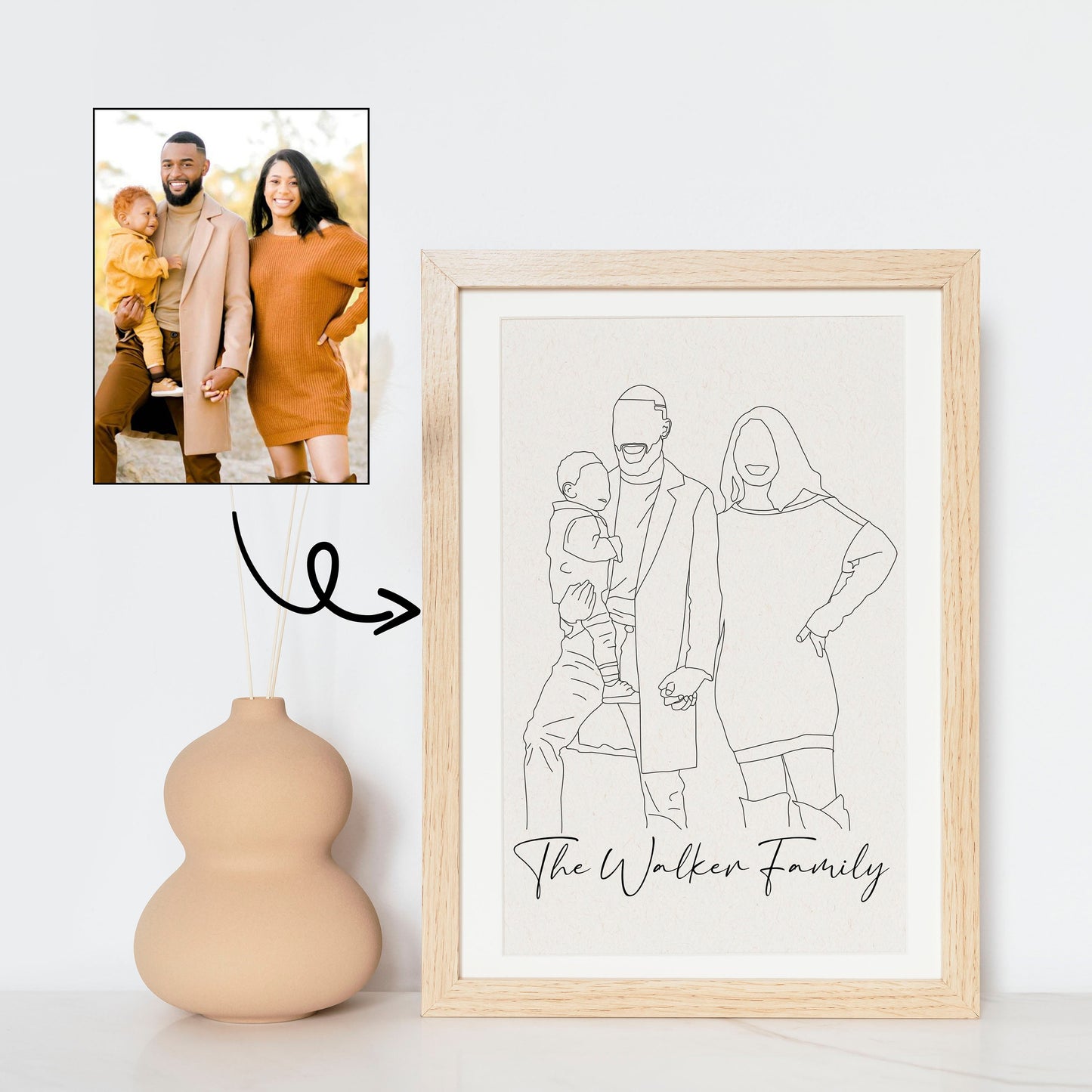 Family Line Art Portrait