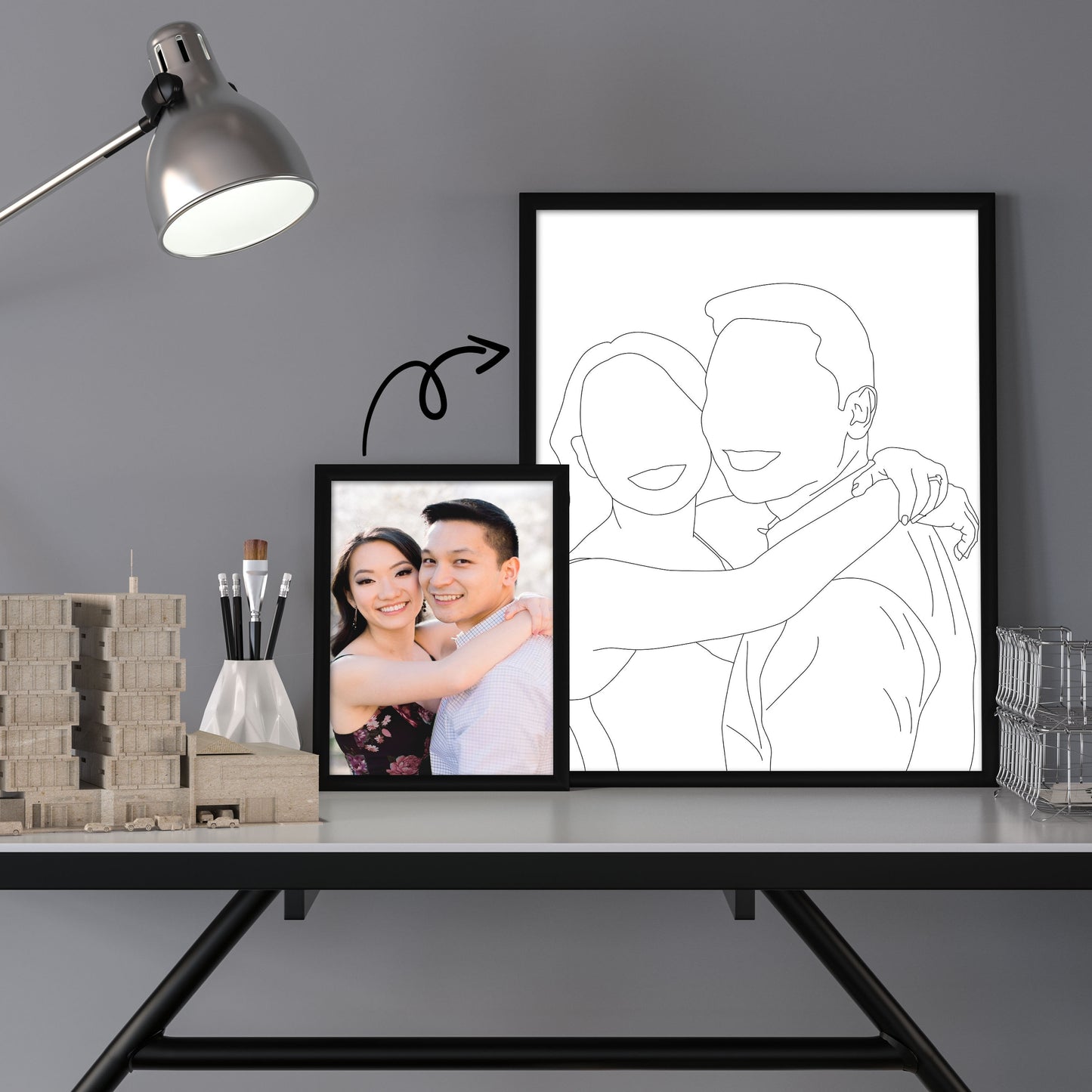 Couple Line Art Portrait
