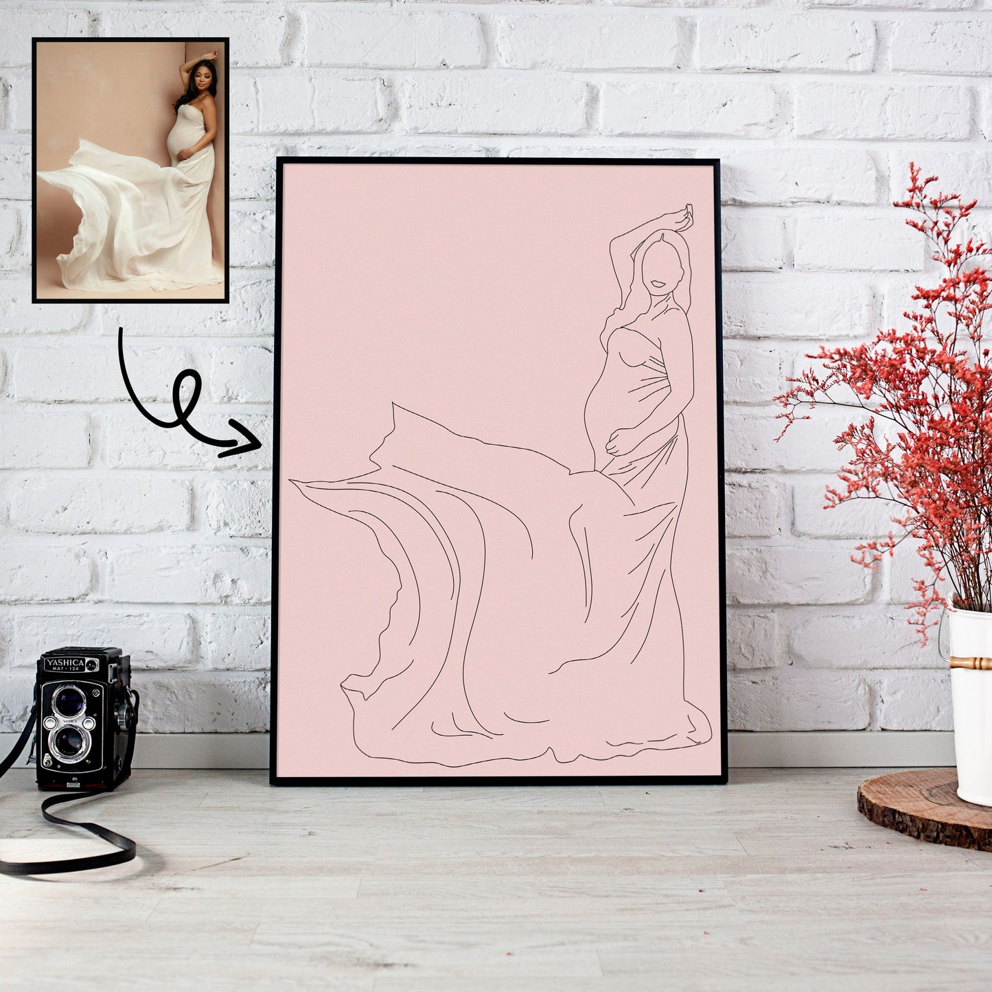 Maternity Line Art Portrait