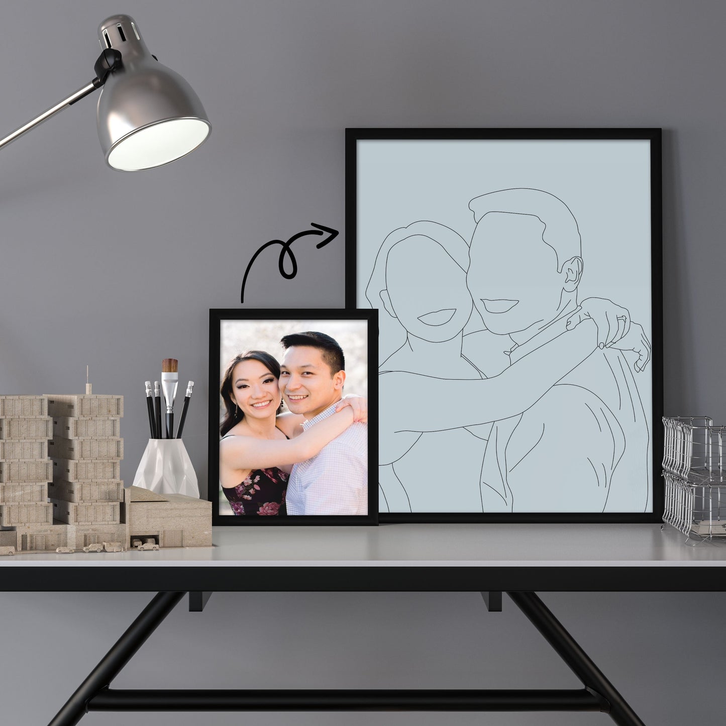 Couple Line Art Portrait