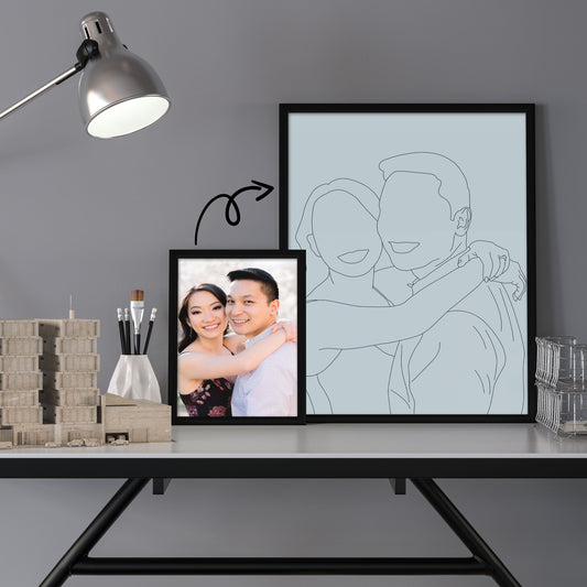 Couple Line Art Portrait