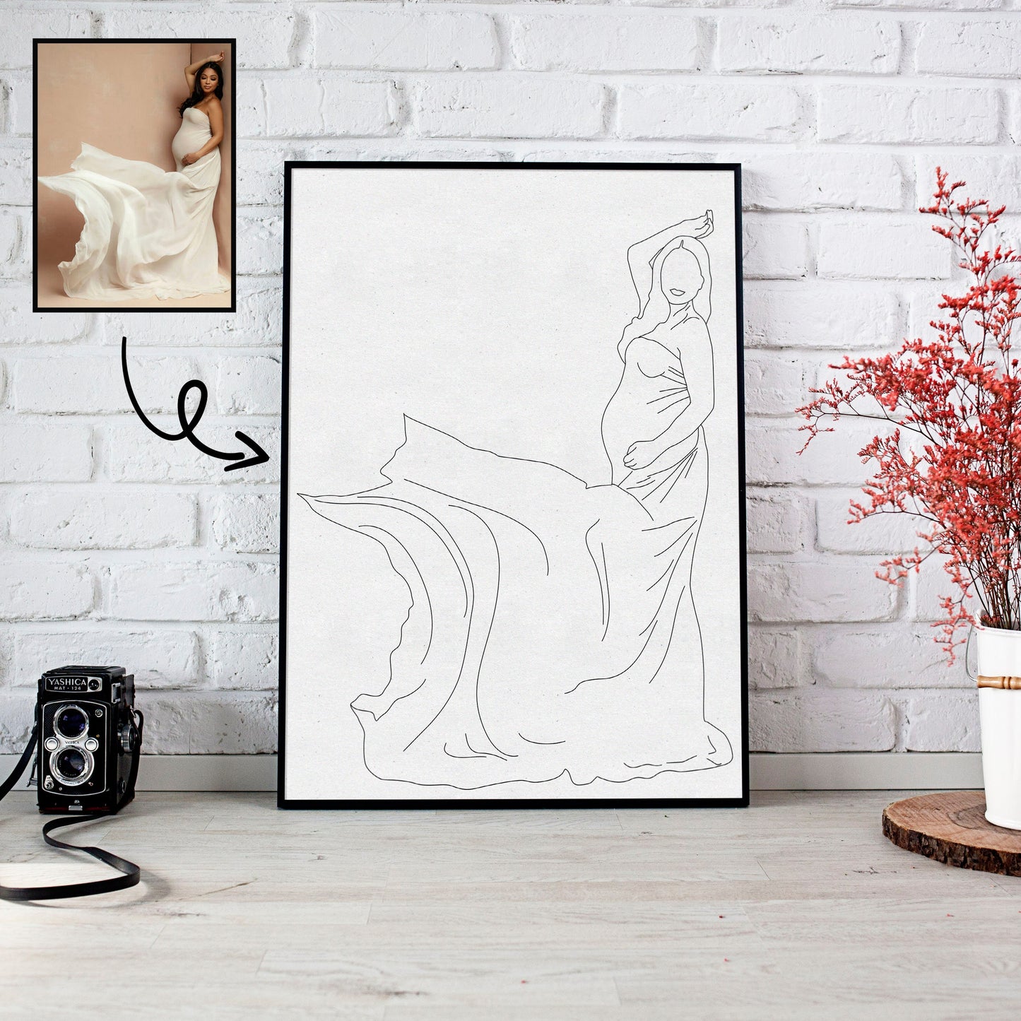 Maternity Line Art Portrait