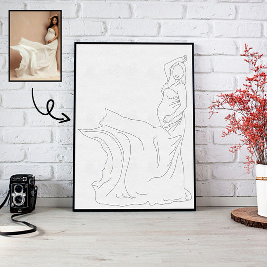 Maternity Line Art Portrait