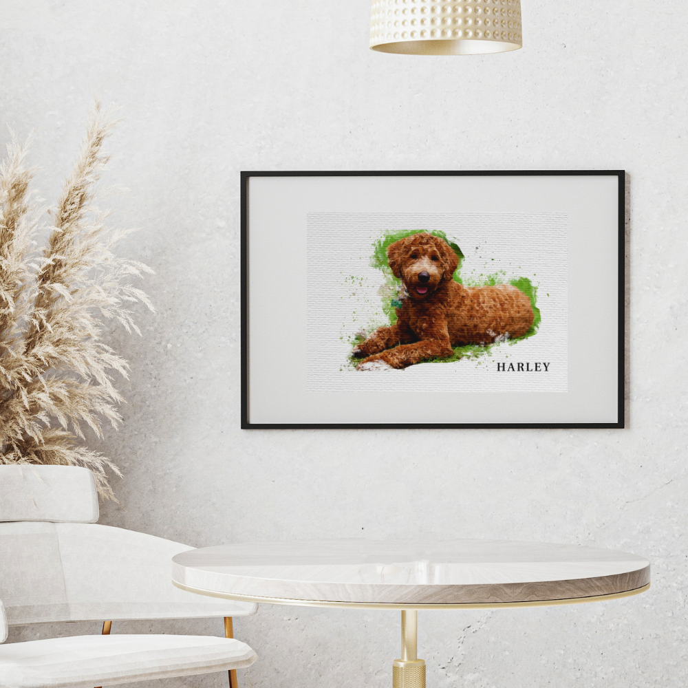 Personalized Watercolor Digital Art Pet Poster