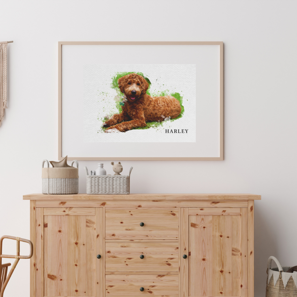 Personalized Watercolor Digital Art Pet Poster