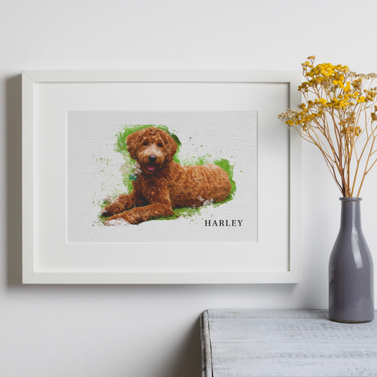 Personalized Watercolor Digital Art Pet Poster