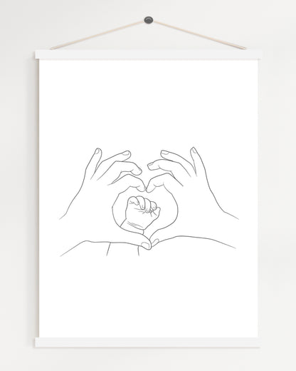 Baby Hand Line Art Portrait