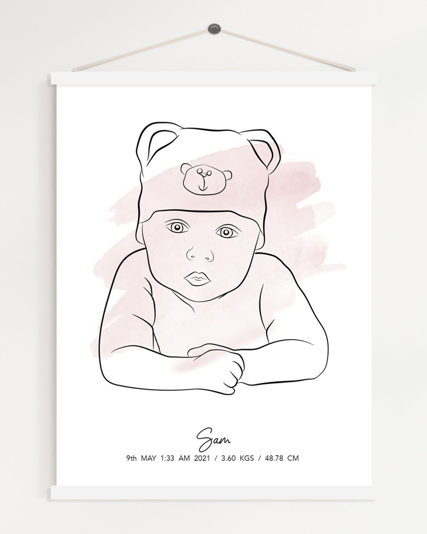 Custom Watercolor Line Art Poster for Babies