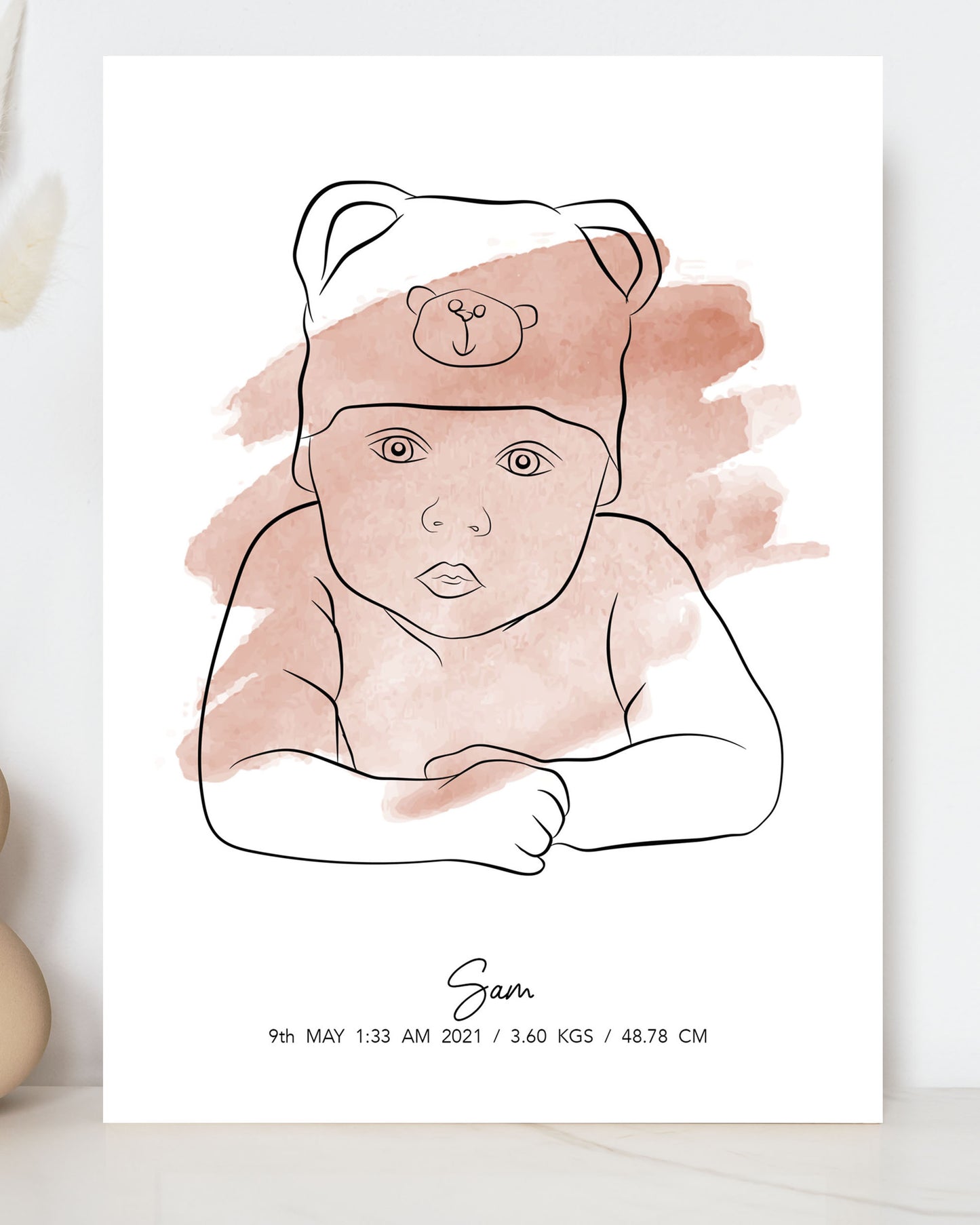 Newborn Line Art Watercolor Poster