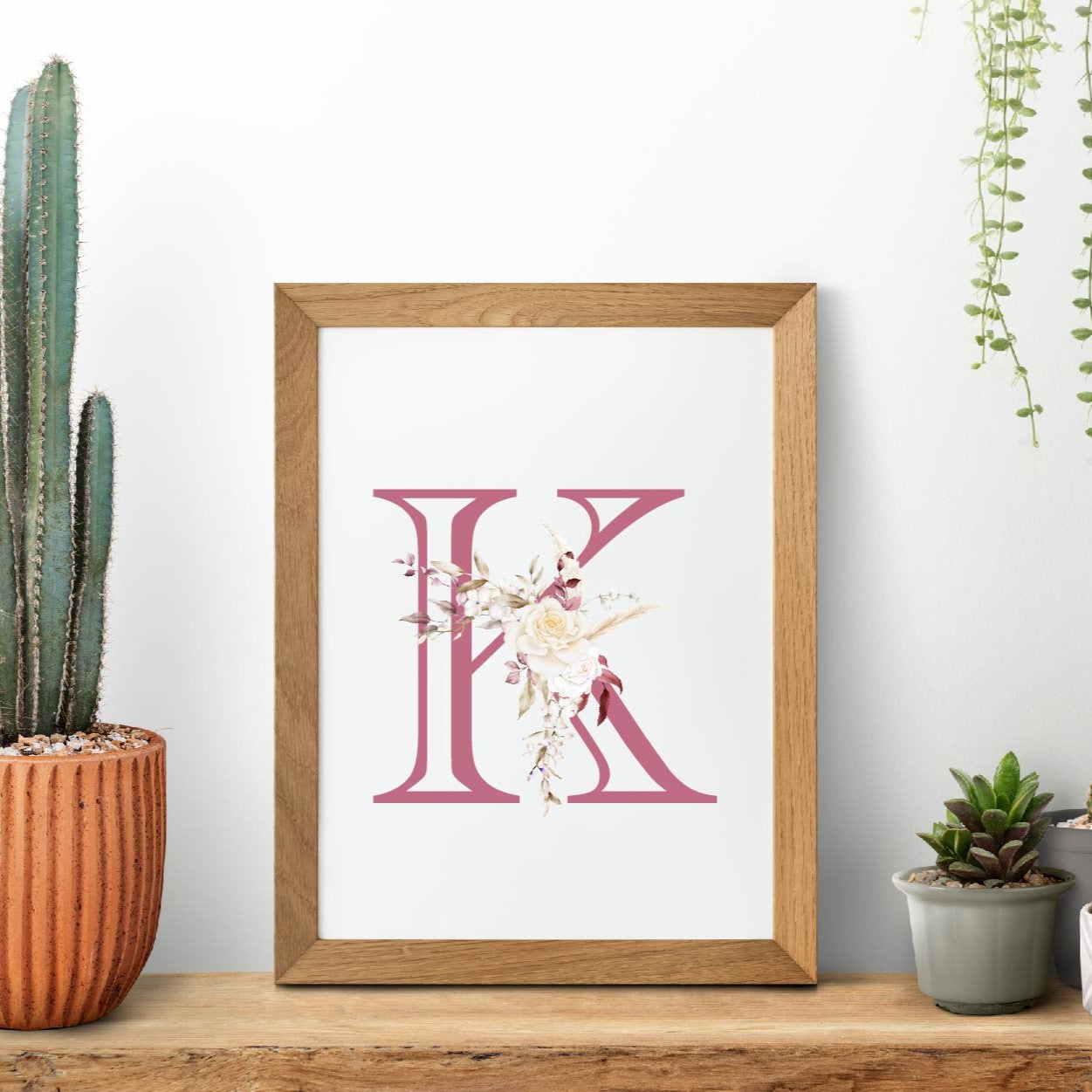 Personalized Floral Initial Poster