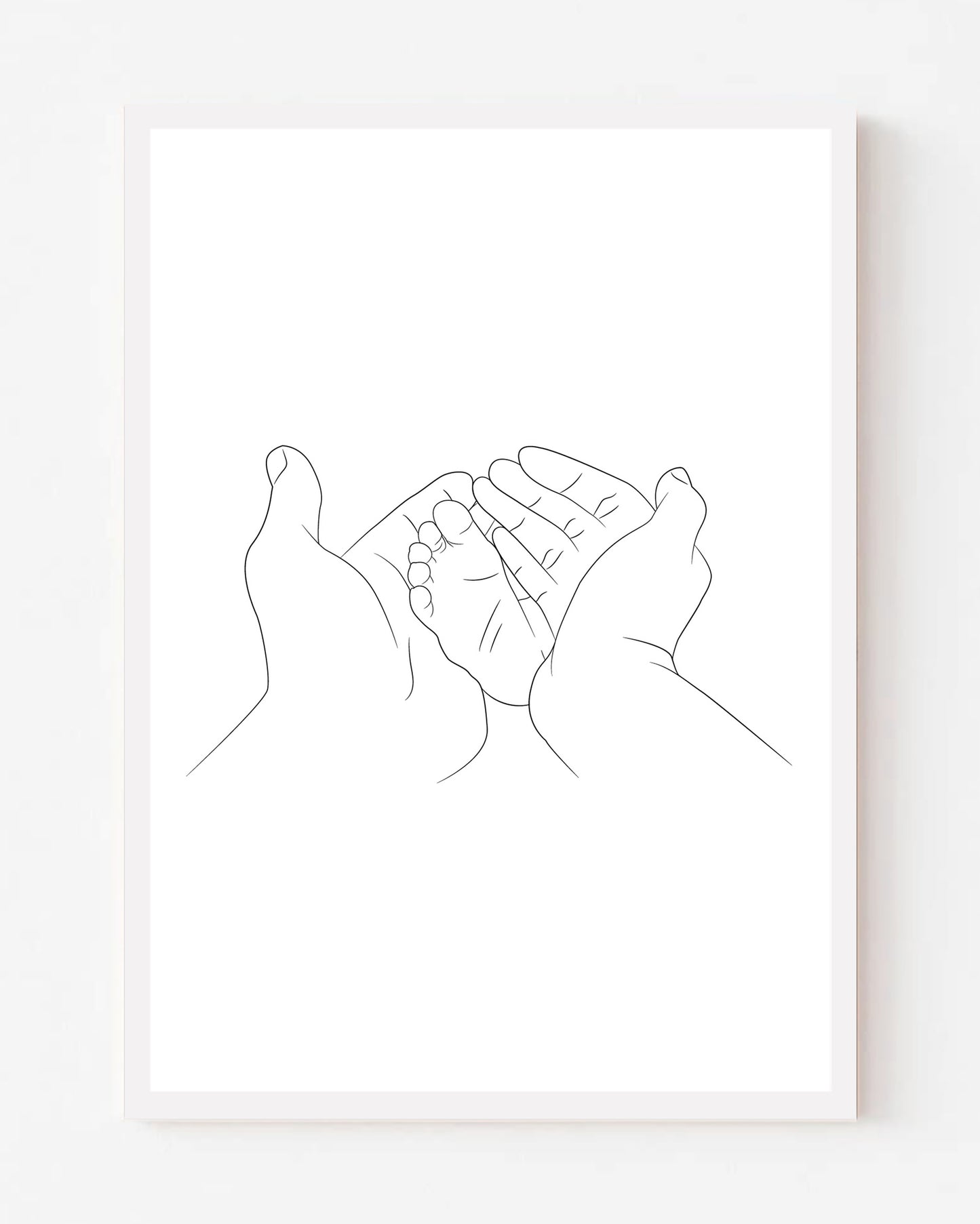 Mother's Hands and Baby's Feet Line Art Portrait