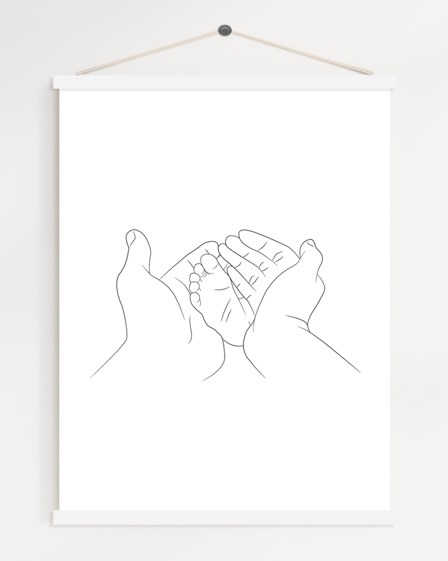 Mother's Hands and Baby's Feet Line Art Portrait