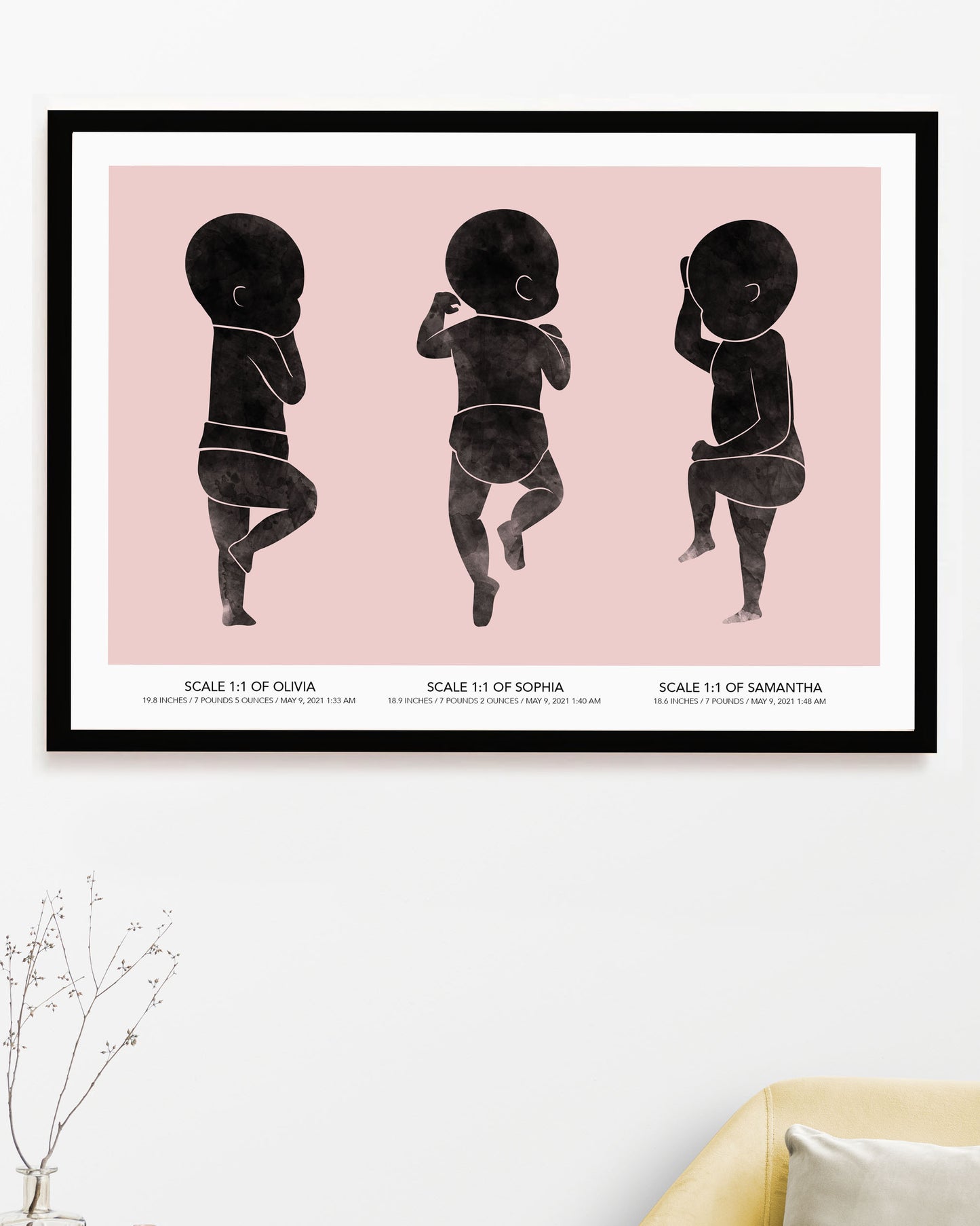 Personalized Triplets Birth Poster