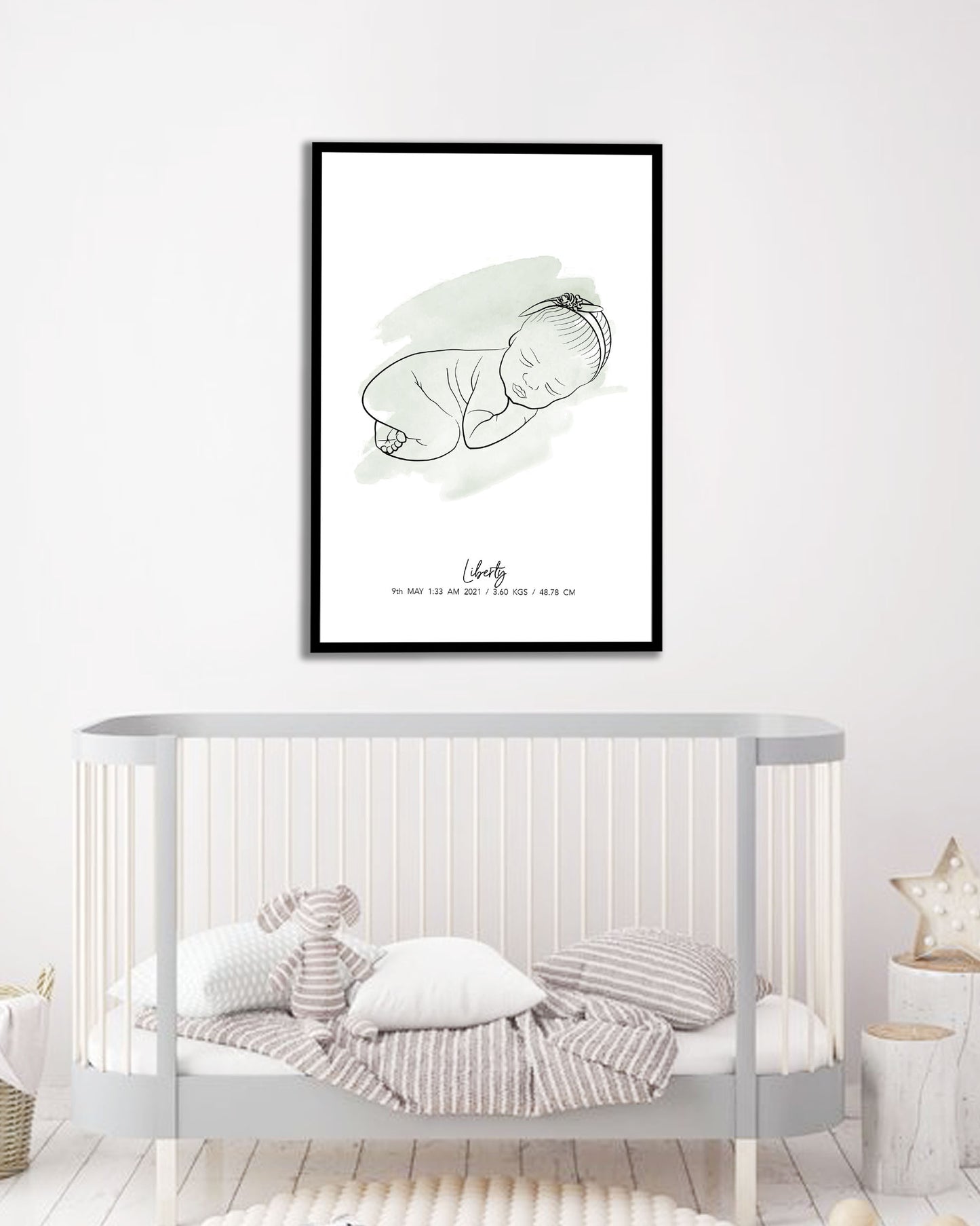 Newborn Baby Watercolor Portrait