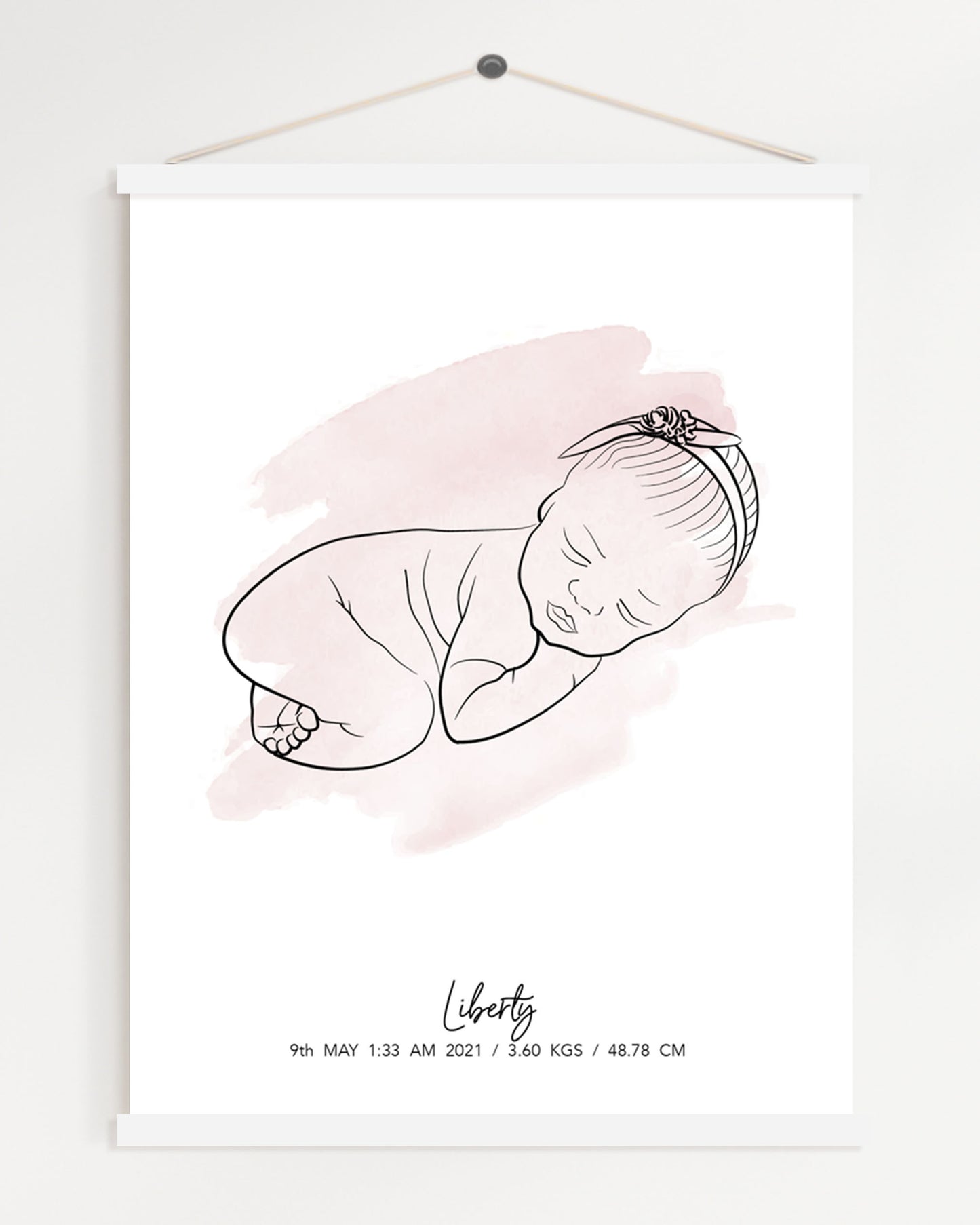 Newborn Line Art Watercolor Poster