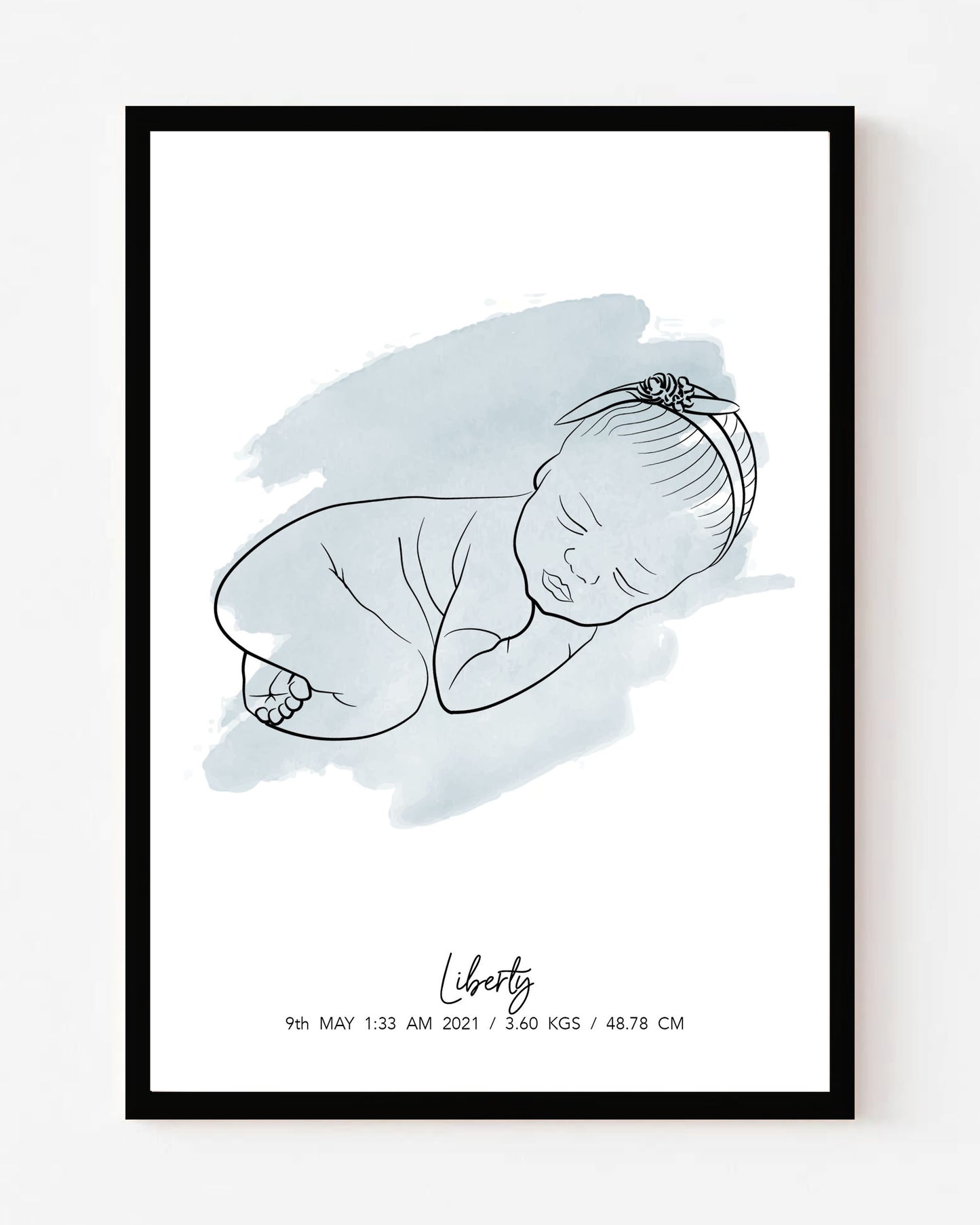 Custom Watercolor Line Art Poster for Babies