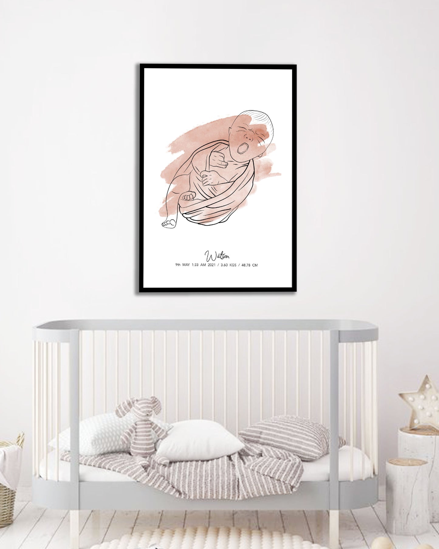 Newborn Line Art Watercolor Poster