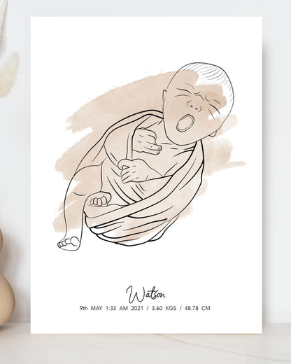 Watercolor Baby Portrait