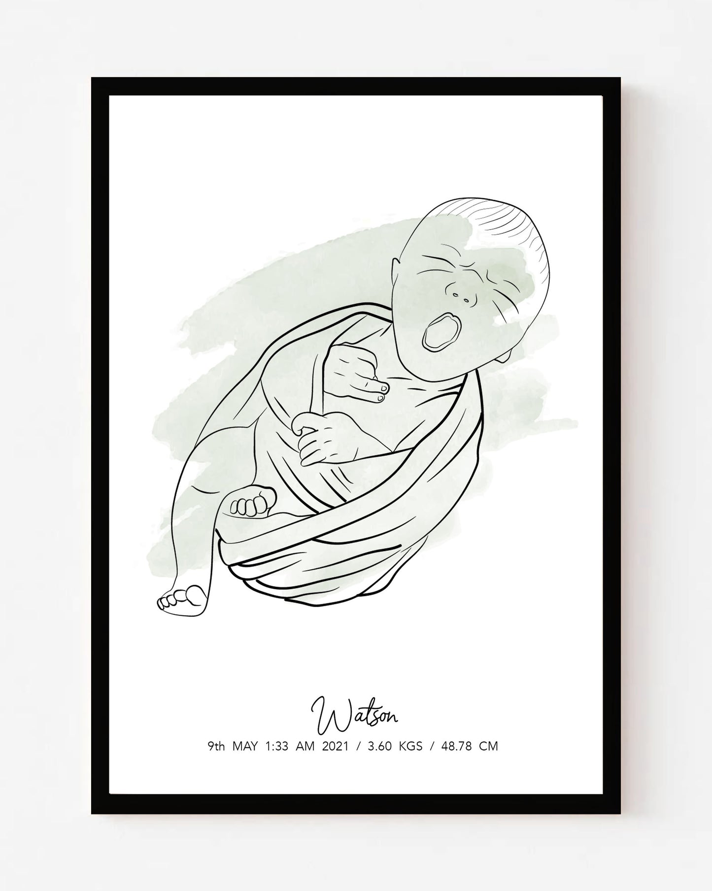 Personalized Watercolor Baby Poster