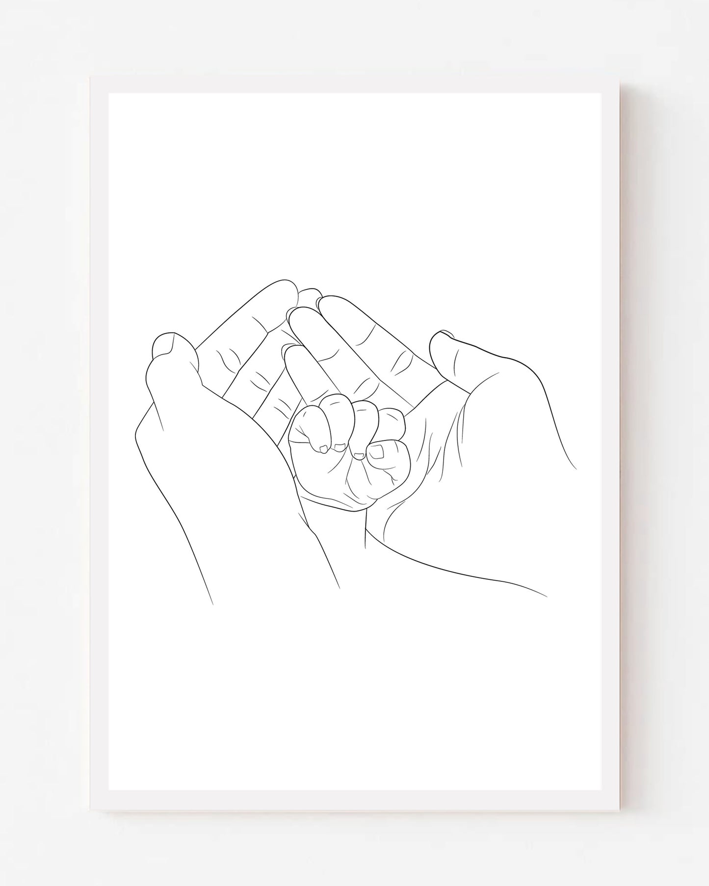 Parent and Child Holding Hands Line Art Portrait