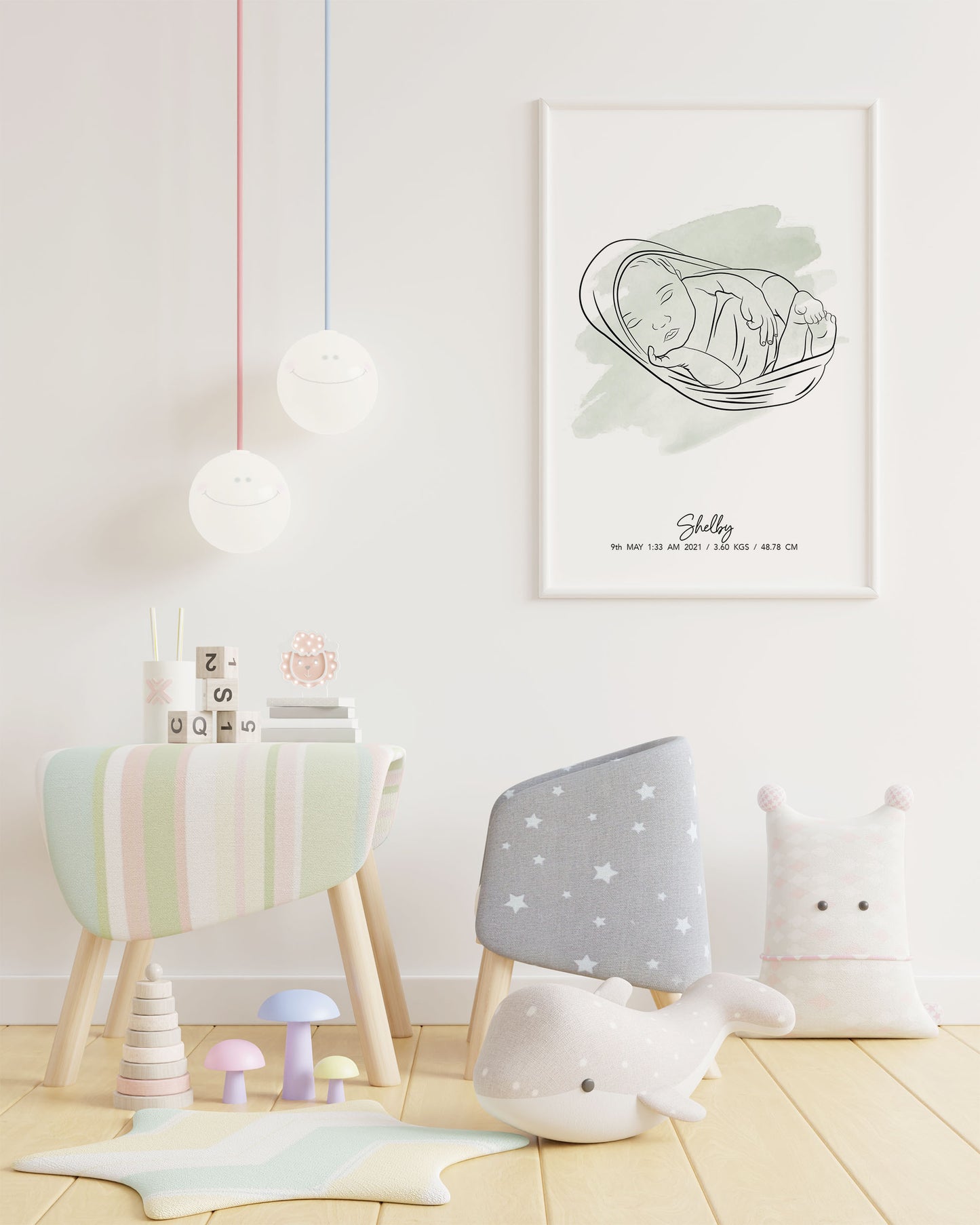 Personalized Watercolor Baby Poster