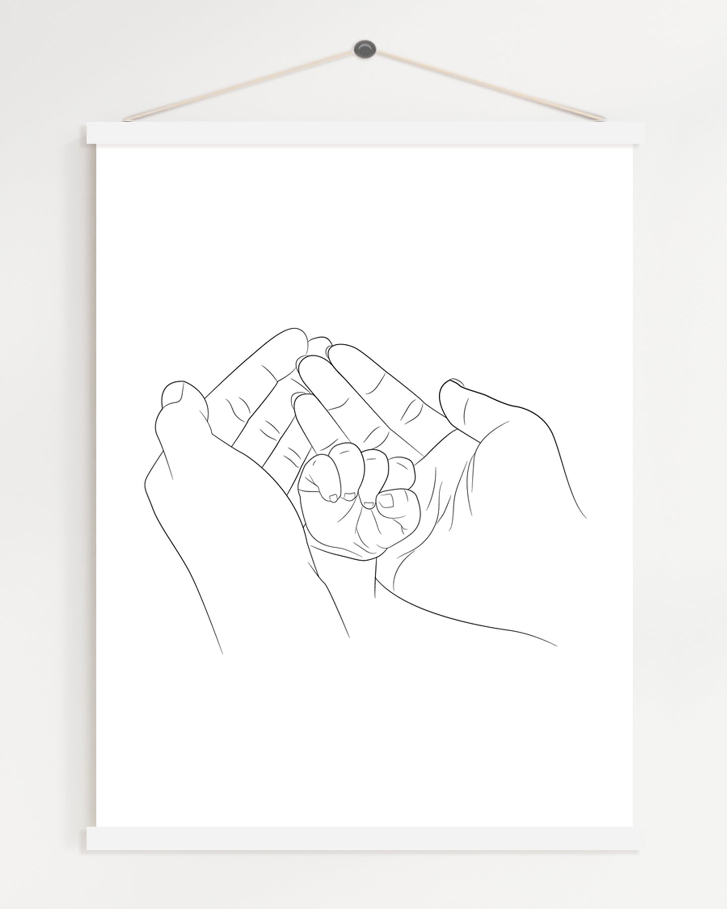 Parent and Child Holding Hands Line Art Portrait