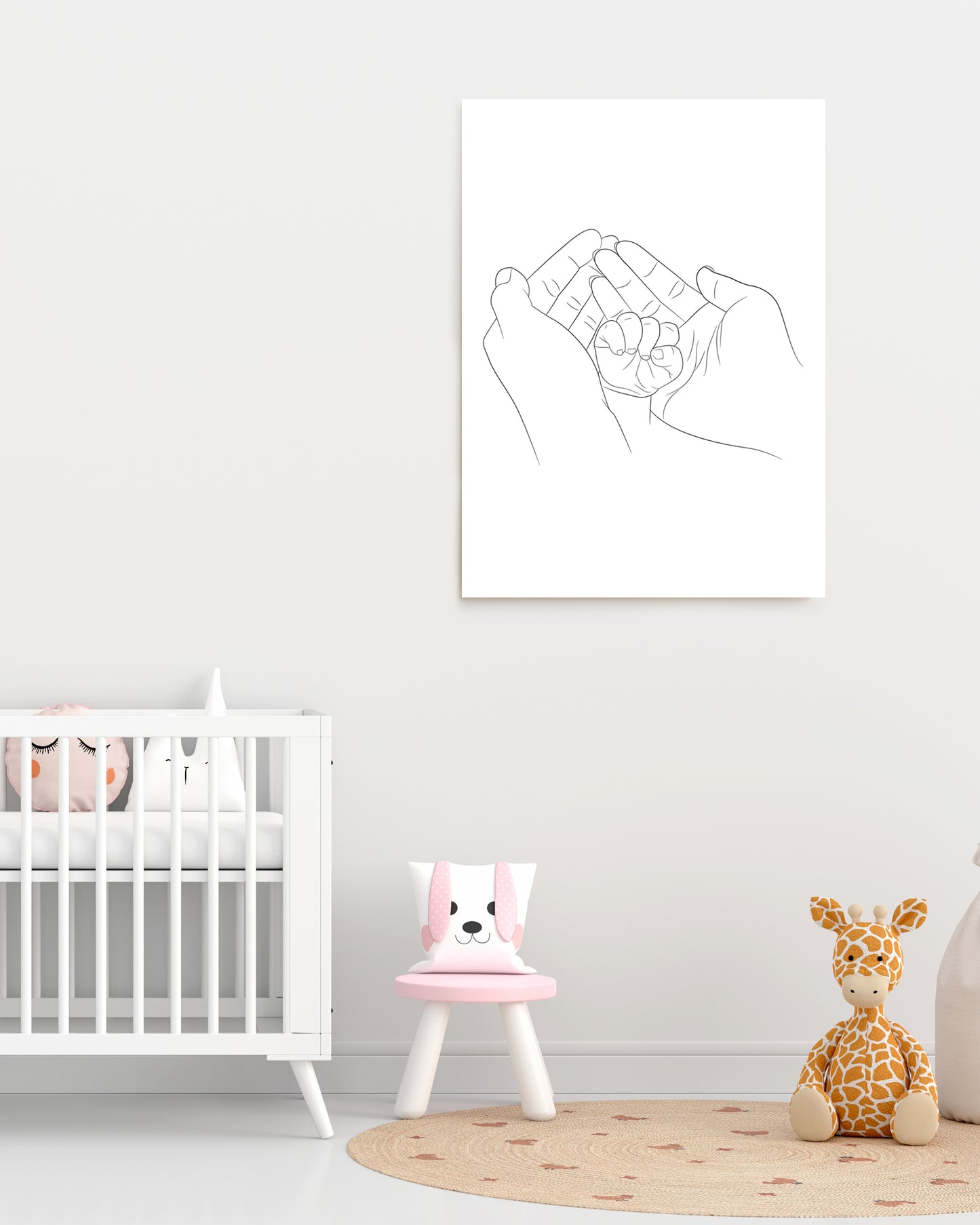 Parent and Child Holding Hands Line Art Portrait