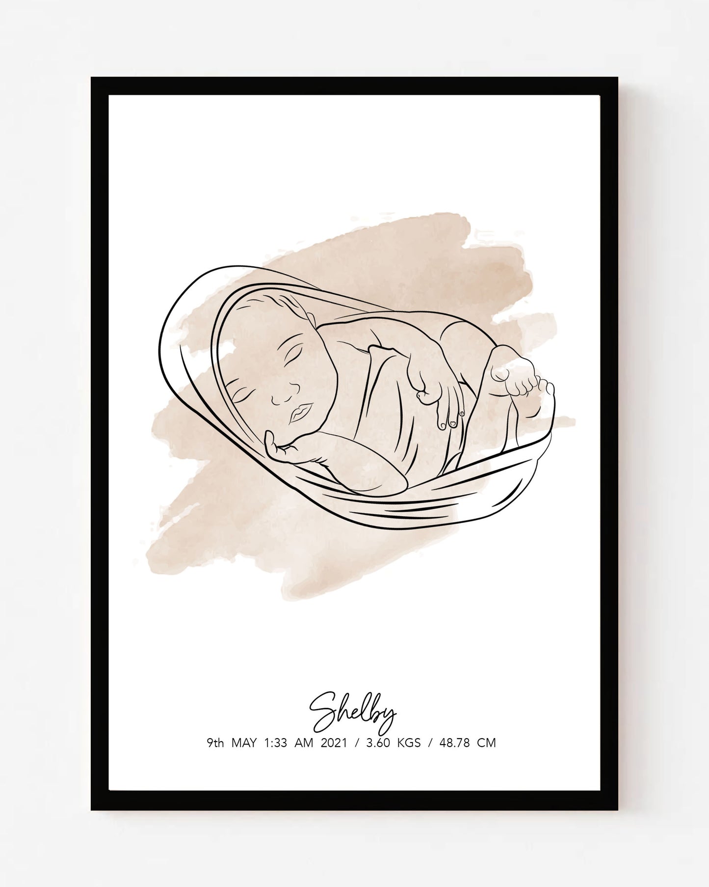 Newborn Line Art Watercolor Poster