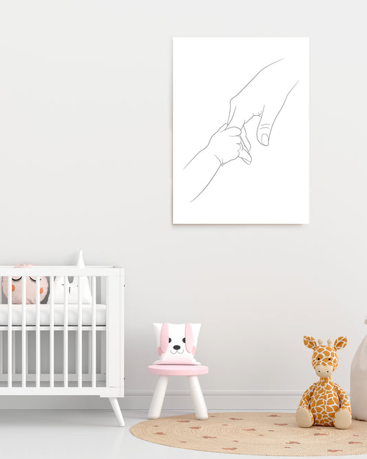 Infant and Mother Holding Hands Line Art Poster