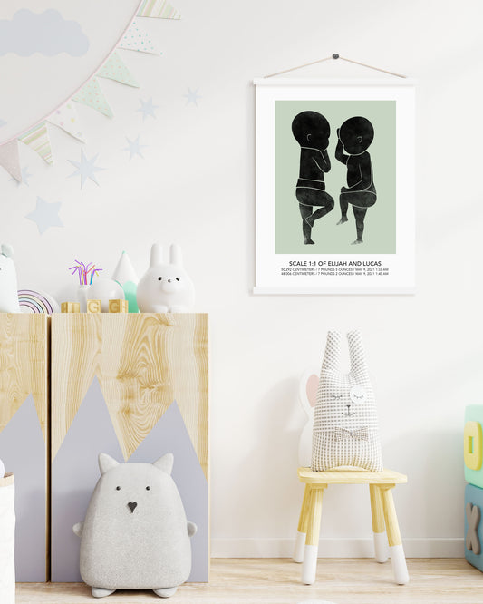 Personalized Birth Poster for Twins