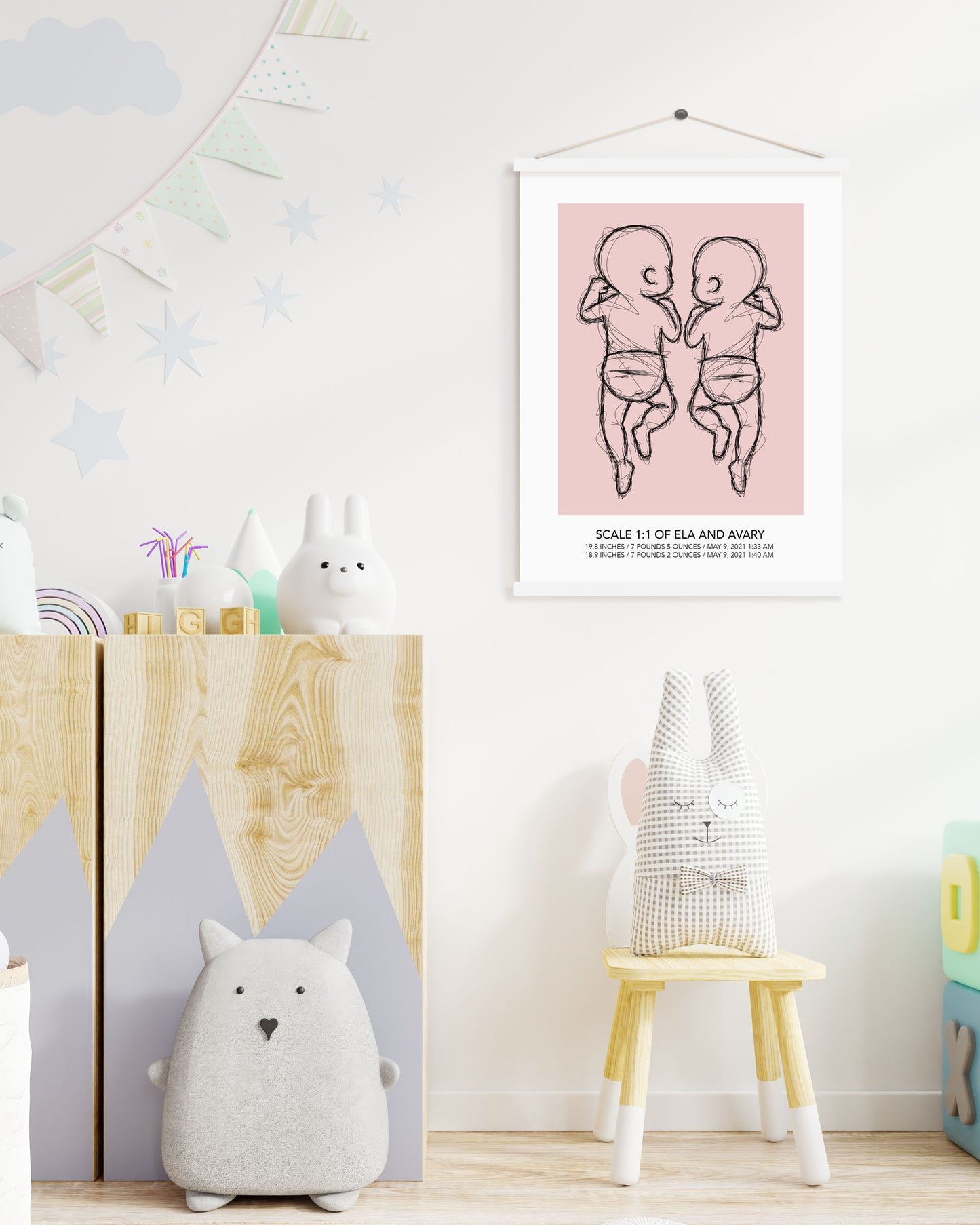 Sketch Twins Birth Poster