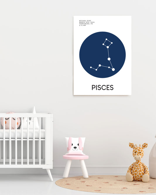 Zodiac Constellation Portrait for Baby's Room