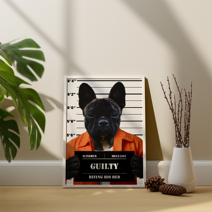 Guilty Biting His Bed Pet Portrait