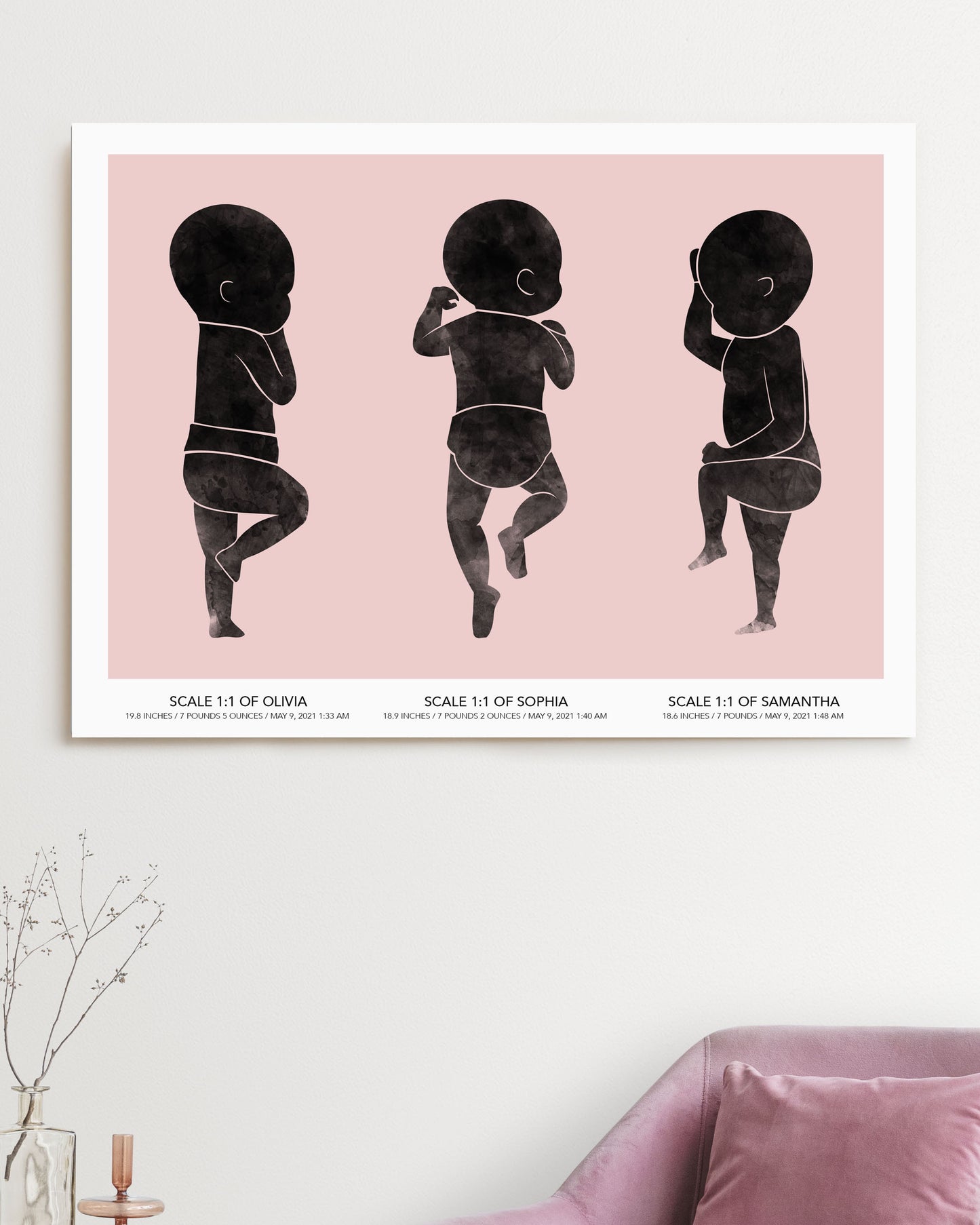 Personalized Triplets Birth Poster