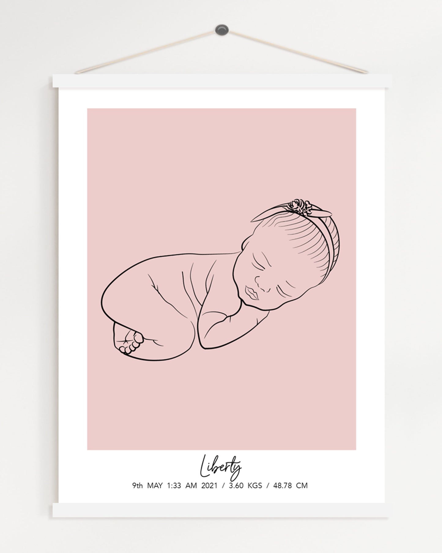 Newborn Baby Line Art Portrait