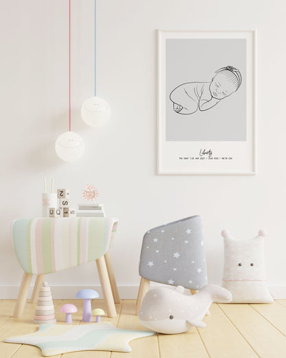 Personalized Line Art Portrait for Babies