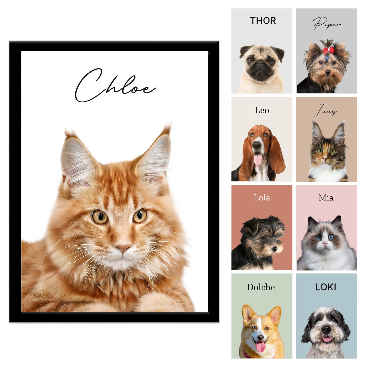 Customized Modern Digital Pet Portrait