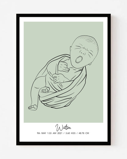 Personalized Line Art Portrait for Babies