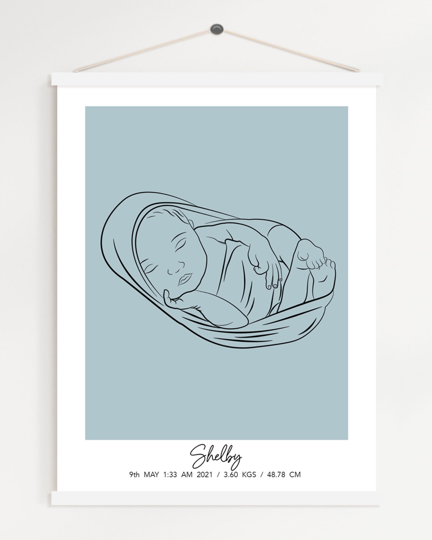 Personalized Line Art Portrait for Babies