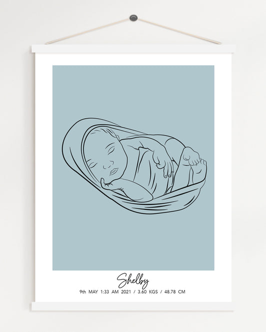 Personalized Line Art Portrait for Babies