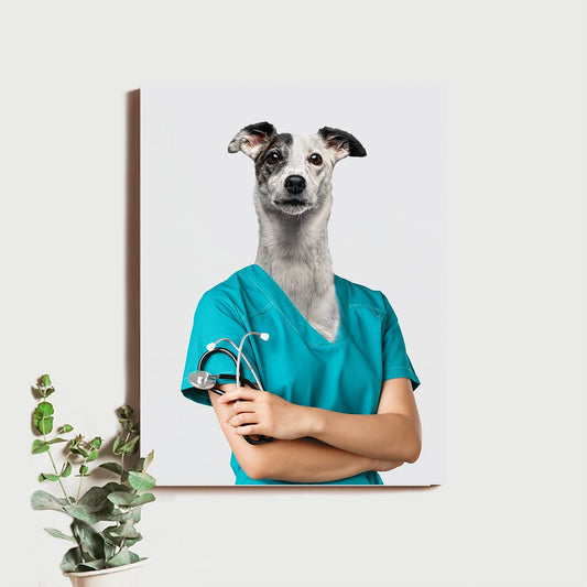 Dog In Scrubs Pet Portrait